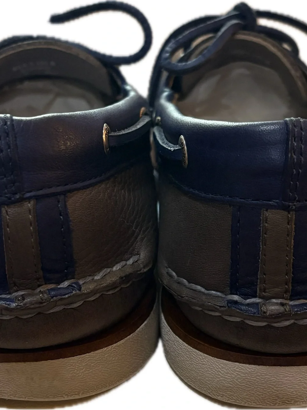 GOLD CUP Sperry Two-Tone Brown & Navy Leather Boat Shoes. Size 9